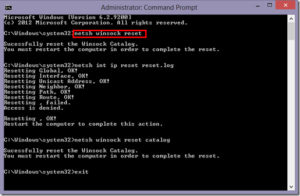 netsh winsock reset