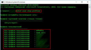 netsh wlan show profiles