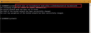 netsh wlan set hostednetwork mode